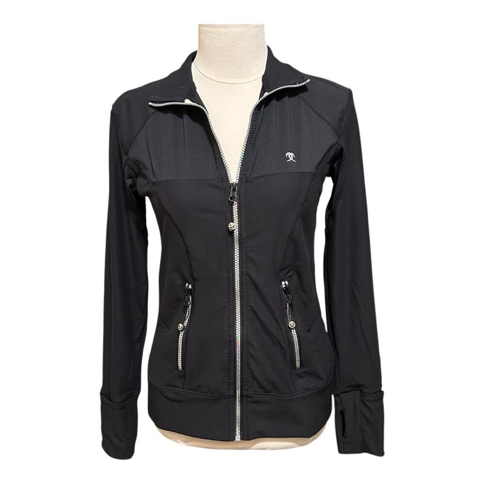 PN Jone Black Women's Sports Jacket Long Sleeve Size 8/Medium Zipper Pockets